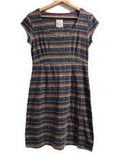 Mistral Quality Soft Stretch Cotton Colourful Boho Artisan Aztec Dress UK 10