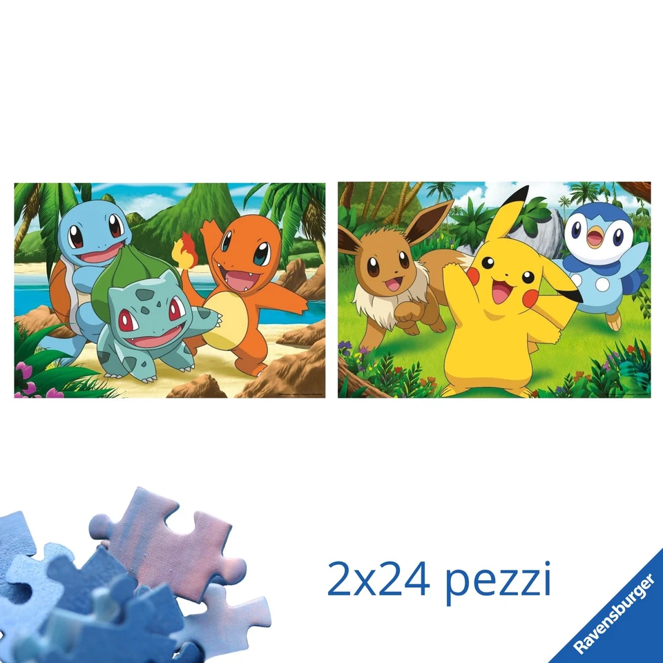 Ravensburger - Puzzle 2x24 Pezzi Pokemon | Puzzle Bambini 4 Anni | Dimensio 41Lk - Immagine 2 di 4