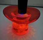 BLENKO Mini Top Hat Vase Small Crackle Glass Red Orange Toothpick Holder
