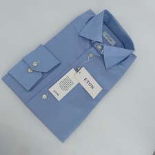 Eton Dress Shirt Mens M 15 1/2 - 39 Blue Signature Twill Slim Fit Button Up