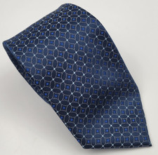 Croft Barrow Polyester Tie Blue Gray Silver Geometric Men Necktie 57 x 3.25