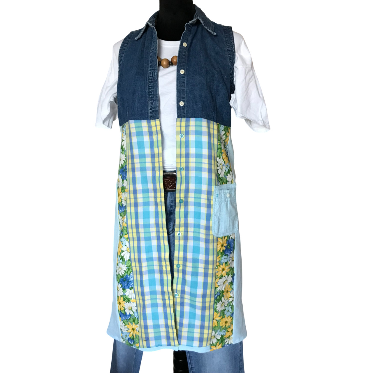 Handmade Patchwork Duster: Upcycled Boho Floral S… - image 1