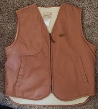 Woolrich Vest Men Brown Sherpa Fleece Lined Duck Canvas - Medium 