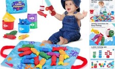 Montessori Toys for 1 Year Old Boy Girl Birthday Gift - 10 in 1 Cloth Fishing