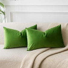 Velvet Throw Pillow Covers 12x20 inch Set of 12" x 20" Pack of 2 Apple Green