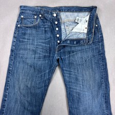 Levis 501 Jeans Mens 36x34 Blue Button Fly Denim Pants Dark Wash Faded Workwear