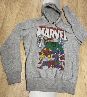 Marvel Hoodie M Grau Top Retro Hulk Thor Cpt. America Spider Man Silversurfer