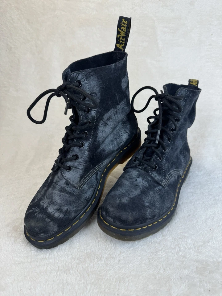 Dr Martens 1460 Pascal UK 6 Navy Tie Dye Suede Boots Rare Womens 8 Eye Docs DMs - Image 3 of 4