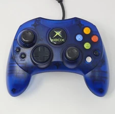 Original Xbox OEM S Type Blue Controller with Breakaway Cable CLEANED & TESTED