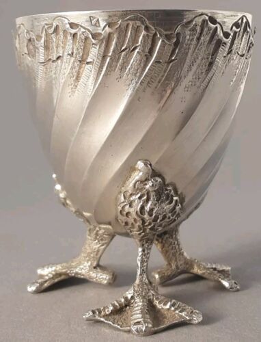 Jugendstil Eierbecher 950er Silber Frankreich 1 von 2 egg cup Hühnerfüße (124)