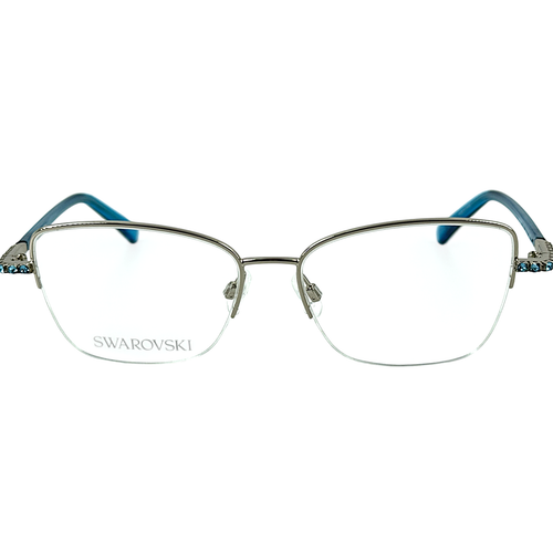 Swarovski SK5472 montatura per occhiali da vista donna semi senza montatura 016 palladio lucido 53-15 - Foto 3 di 5