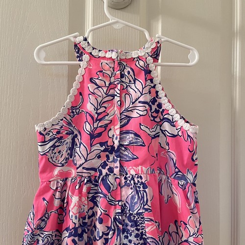 Lilly Pulitzer Little Kinley Dress Pink Tropics Sun Drenched Fit and Flare SZ 5 - Picture 9 of 10