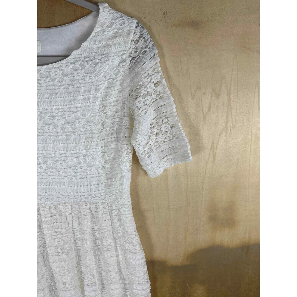 Vestido Enfocus Studio para mujer 4 blanco de encaje elástico Foto 3 de 4