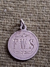 ANTIQUE VICTORIAN SILVER LUCKY THREEPENCE LOVE TOKEN COIN - F.W.S