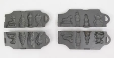 John Wright Cast Iron Holiday Molds 2 Pairs Unused circa 1990
