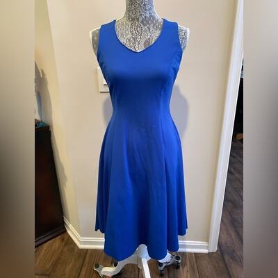 royal blue fitted midi dress Royal Blue Cotton Poplin V-Neck Infinity Midi Dress 70