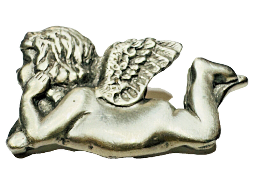SILVER TONE METAL ANGEL GIRL CUTE CHRISTIAN LAPEL PIN CUPID VINTAGE ...