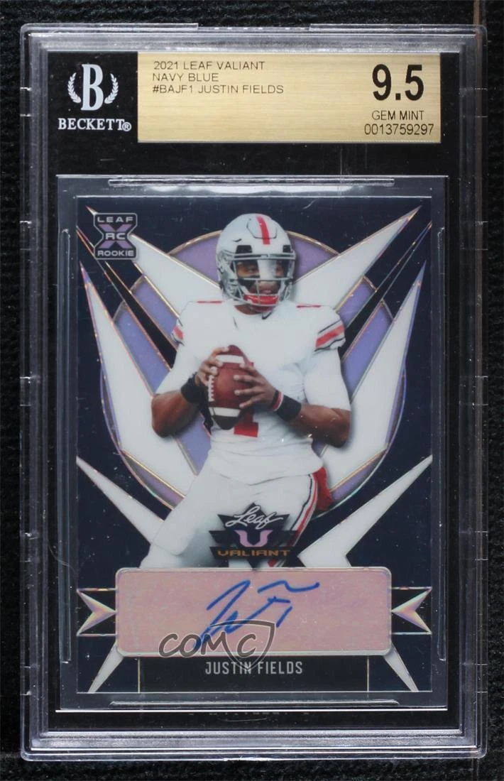 Justin Fields Leaf Valiant Autographs #JF1 Navy Blue