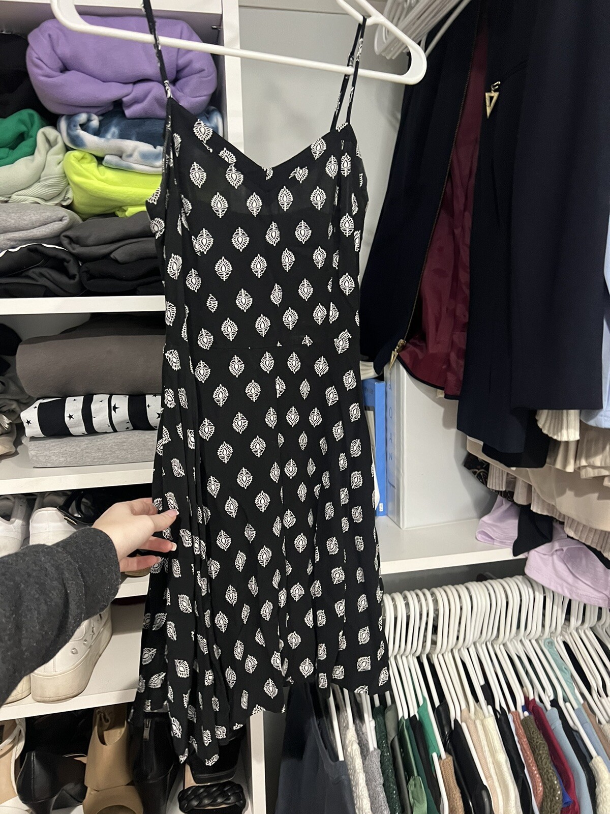Aeropostale Women's Black & White Print Spaghetti Strap Dress, Size XS