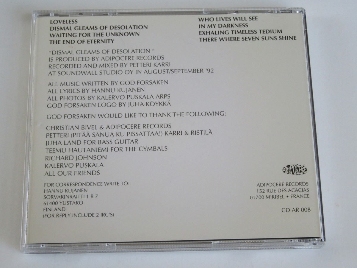 GOD FORSAKEN Dismal Gleams of Desolation CD 1992 RARE ORIGINAL 1st