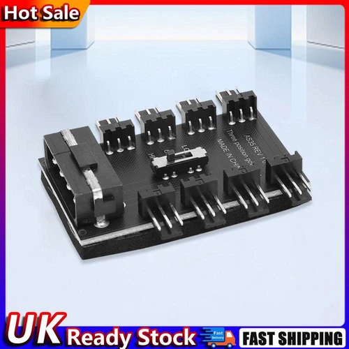 PC Speed Controller Adapter 3-level 12V Power Supply Cooler for 8-way Fans Hot