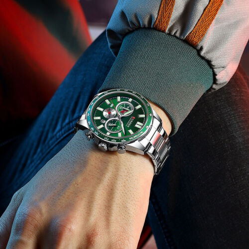 Luxury Men Sports Watches Stainless Steel Waterproof Chronograph Date Wristwatch - Picture 15 of 22
