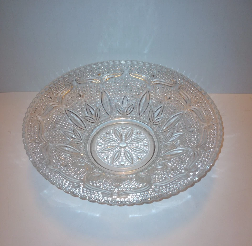ELEGANT Vtg Federal Clear Glass Hobnail Style Flower 10.75” Centerpiece Bowl - Image 3 of 4