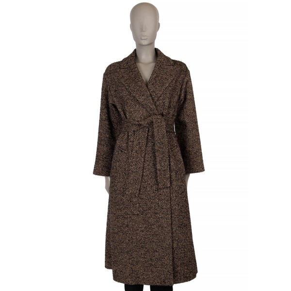 71207 Auth RED VALENTINO camel black 2019 HERRINGBONE TWEED Coat Jacket 42 M