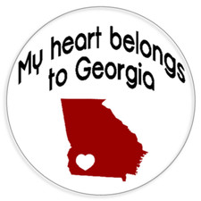 My Heart Belongs To Georgia - Circle Sticker Decal 3 Inch - State Pride