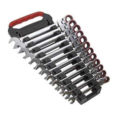 Sealey AK63942 Flexi-Kopf Ratsche Kombination Schraubenschlüssel Set 12-teilig metrisch