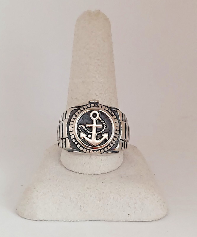 Nautical Anchor Vintage Signet Ring Stainless Steel Size 11.5