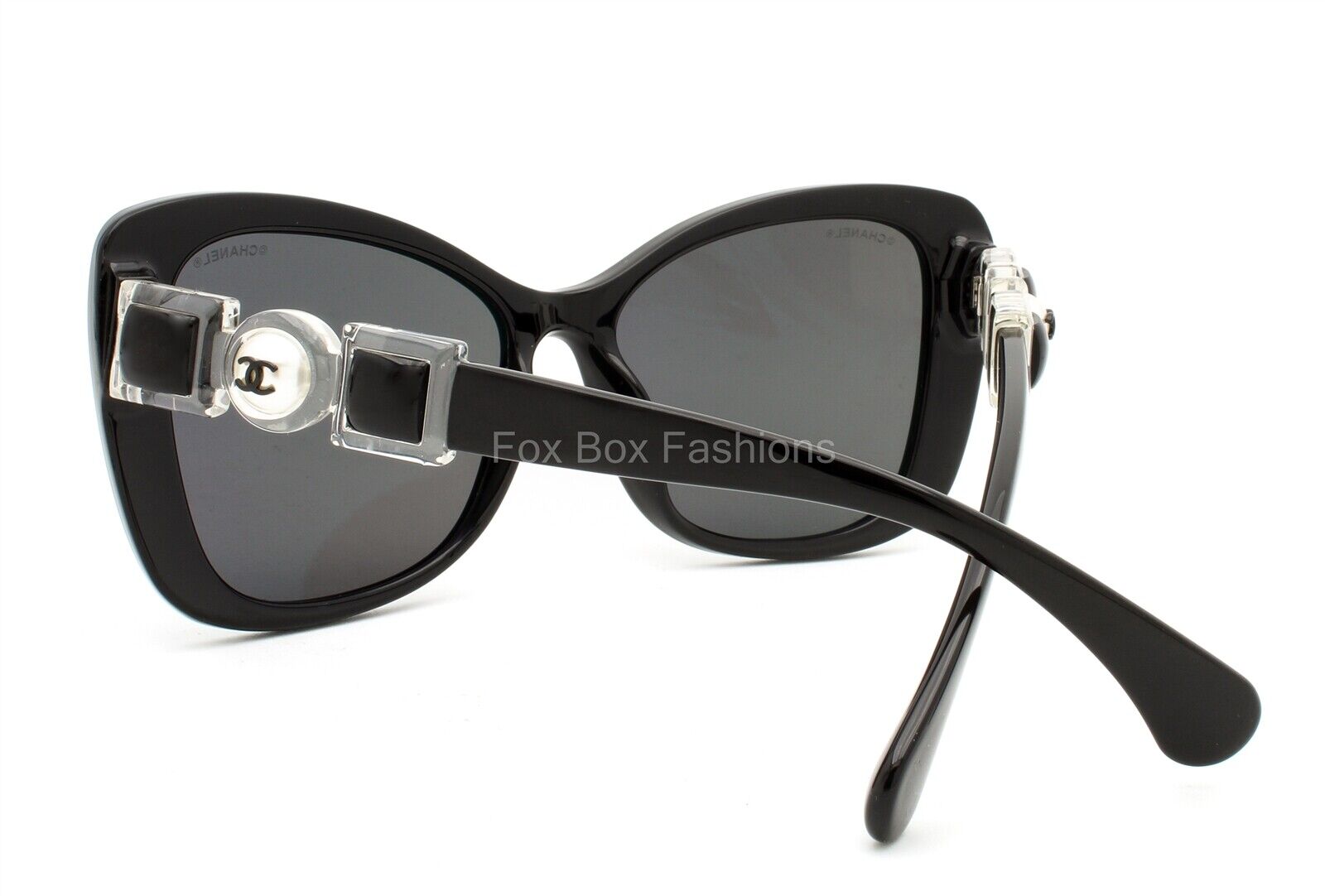 Chanel 5445H 501/S4 Butterfly Sunglasses Polished Black w/ Glass Pearls