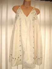 BRAND NEW PRETTY ZARA CREAM EMBROIDERED STRAPPY SUMMER DRESS SIZE XXL UK