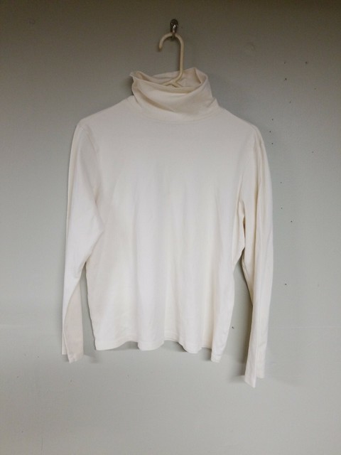 LLBean 100% Supima Cotton Mock Turtleneck Regular Large White | eBay