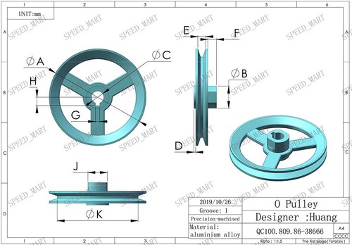 Polea tipo O orificio de ranura en V 15 mm OD 40-120 mm para motor de cinturón en O - Imagen 8 de 8