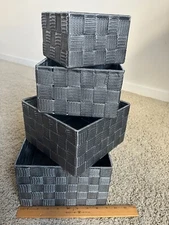 Storage Box Woven Basket Bin Container Tote Cube Organizer Set Stackable, New