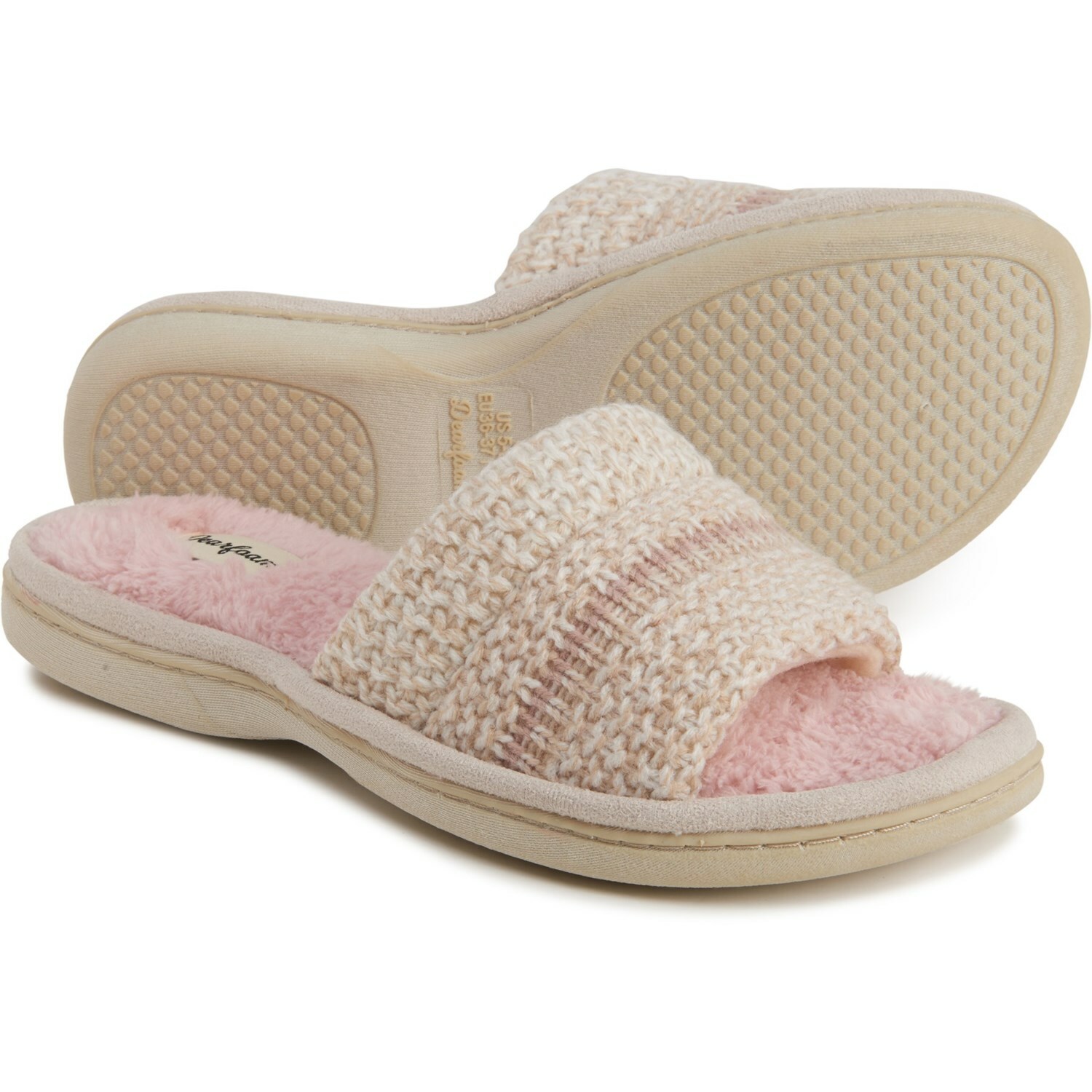 Домашниеуличные уютные вязаные тапочки из пены с эффектом памяти DEARFOAMS бежевого цвета размер S 4190₽