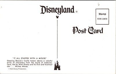 Anaheim CA Disneyland It Started With A Mouse Characters Castle Vintage Postcard