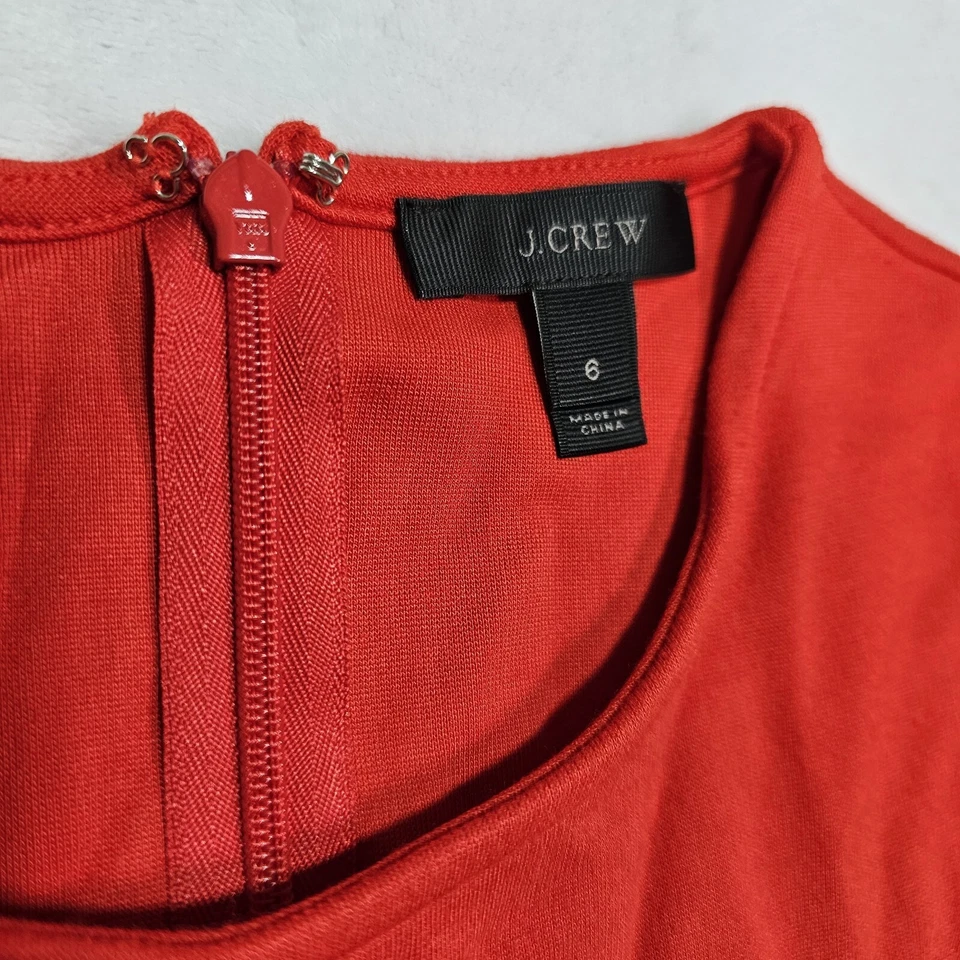 Vestido J Crew para mujer Ponte Ponte rojo línea A midi elástico manga larga peso medio Foto 4 de 4