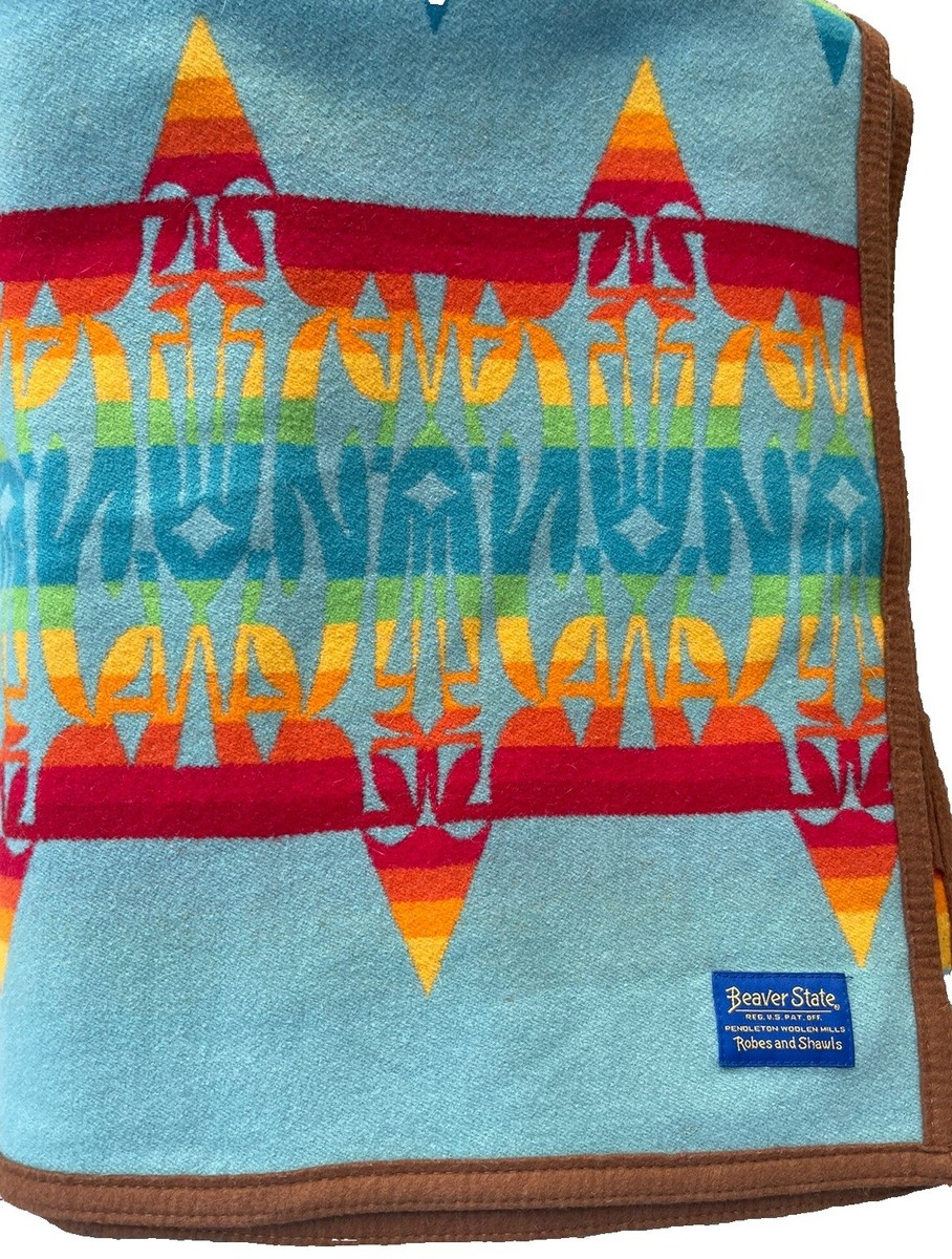 VINTAGE PENDLETON BEAVER State CHIEF JOSEPH TRIBAL WOOL Throw