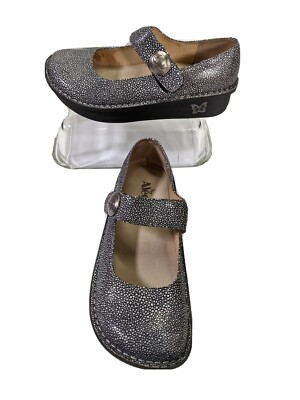 Alegria Black White Mary Jane Button Paloma Shoes Womens Size 7-7.5 US 37 EU