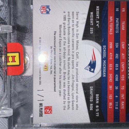 Tom Brady Rare 1/1 Panini Black Box 2012 3 Color Prime - Picture 5 of 5