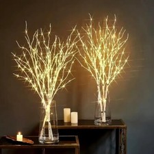 Set Of 2 White Birch Branch Lights Battery Powered home bedroom decor