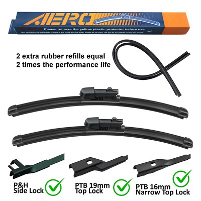 AERO 24''+19'' Wiper Blades OEM Replacement Volkswagen VW CC Eos Golf Jetta GTI