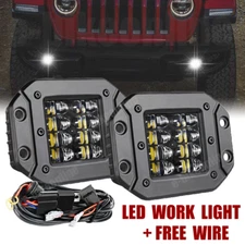Pair Road Backup Driving Lights Combo Flush Mount Led Pods Off for Jeep Bumper