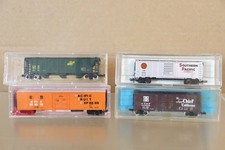 Atlas Con-Cor n Spur Rake Of 4 Pfe Cnw Sp At&sf Box Car Trichter Waggon Auf