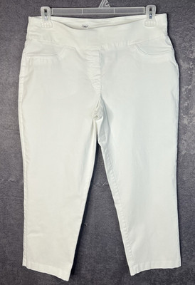 NWOT RUBY RD Womens White Capri Pants Slimming Contour Waistband 16p 34x24
