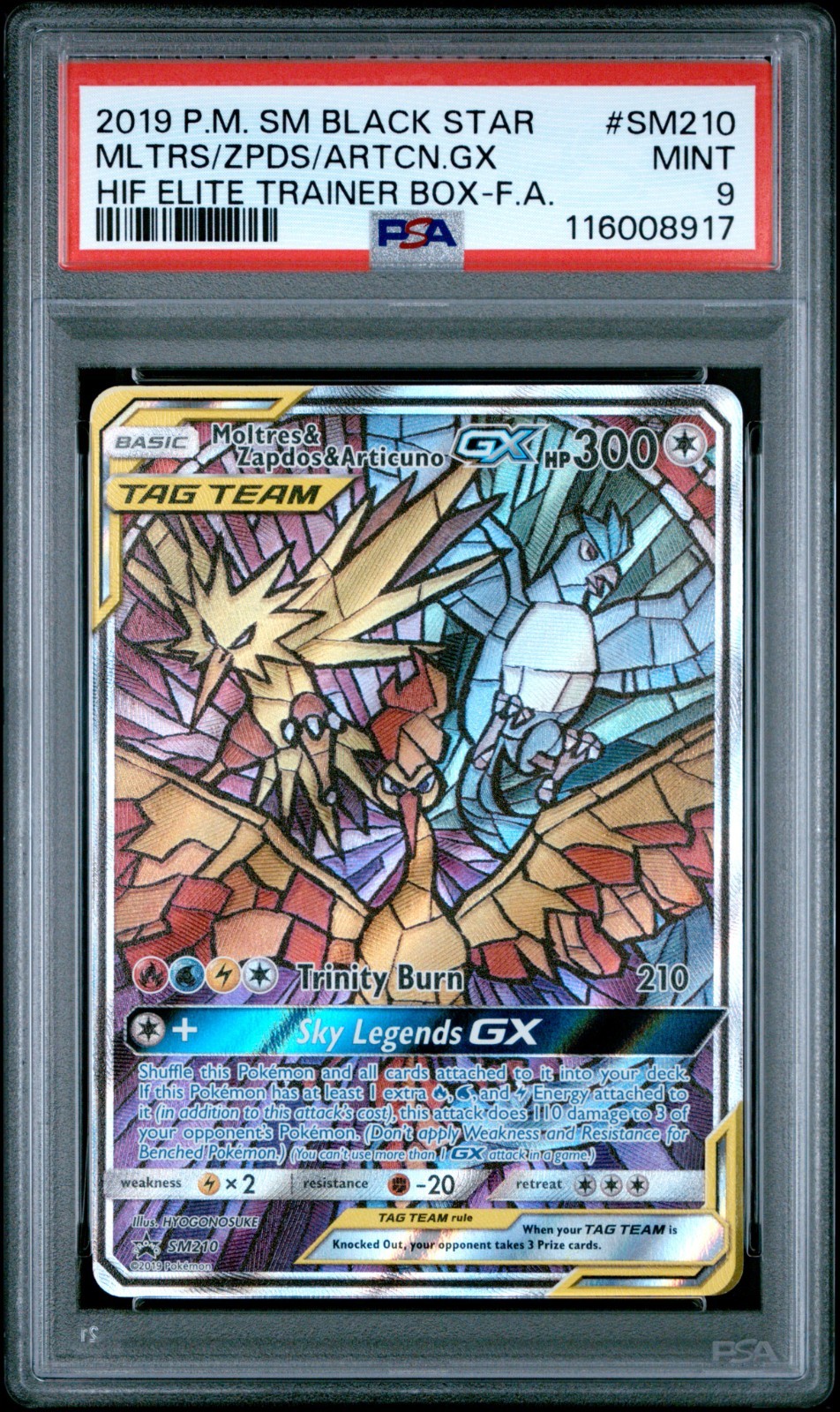 Pokemon Card Moltres Zapdos Articuno SM210 Holo Black Star Promo PSA 9 MINT
