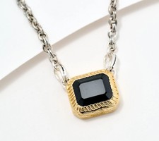 Christian James by Scott Grimes Sterling Silver Two-Tone Black Spinel Necklace,