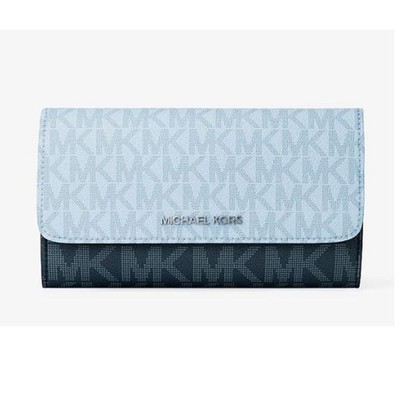 Michael Kors Outlet Jet Set Travel Signature Logo Trifold Wallet 35S5STVF3B-Pale